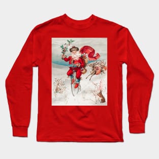 Santa Claus On A Penny | Reindeer | Christmas Xmas | Miriam And Ira D. Wallach Art Painting Long Sleeve T-Shirt